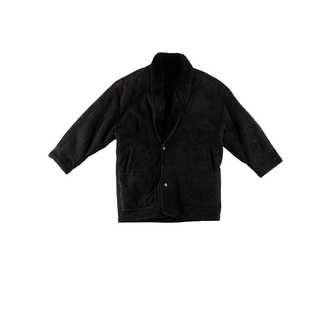 Vintage 80's Men Sheepskin Coat in BlackVN712