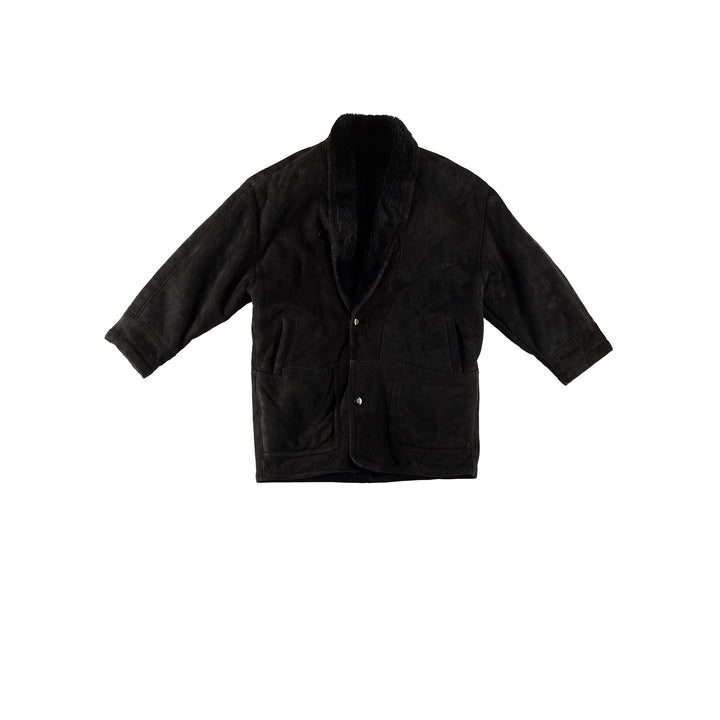 Vintage 80's Men Sheepskin Coat in BlackVN712