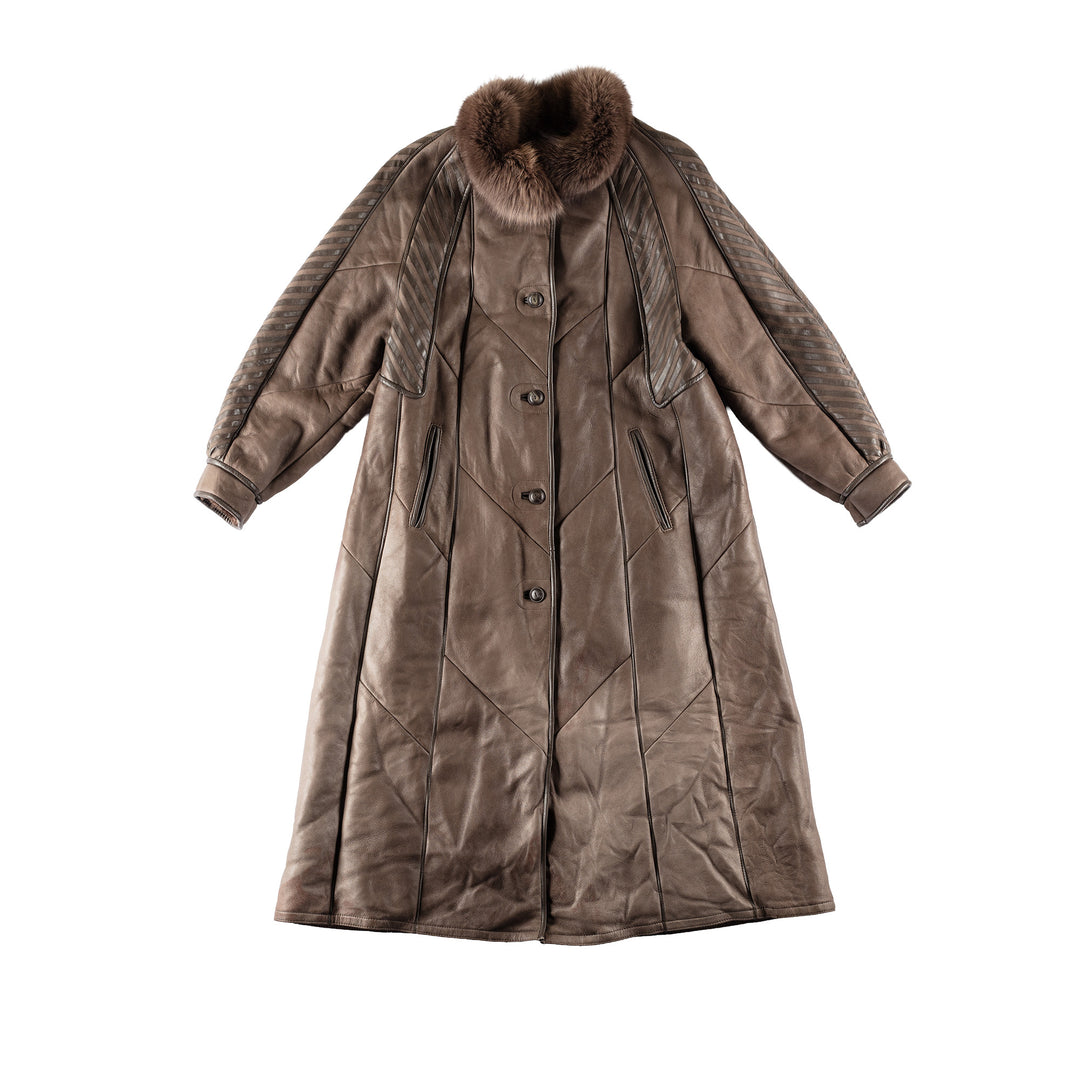 Vintage 80's Women Sheepskin Coat in BrownMN698