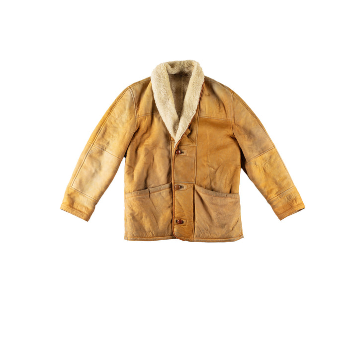 Vintage 80's Men Sheepskin Coat in YellowVN543