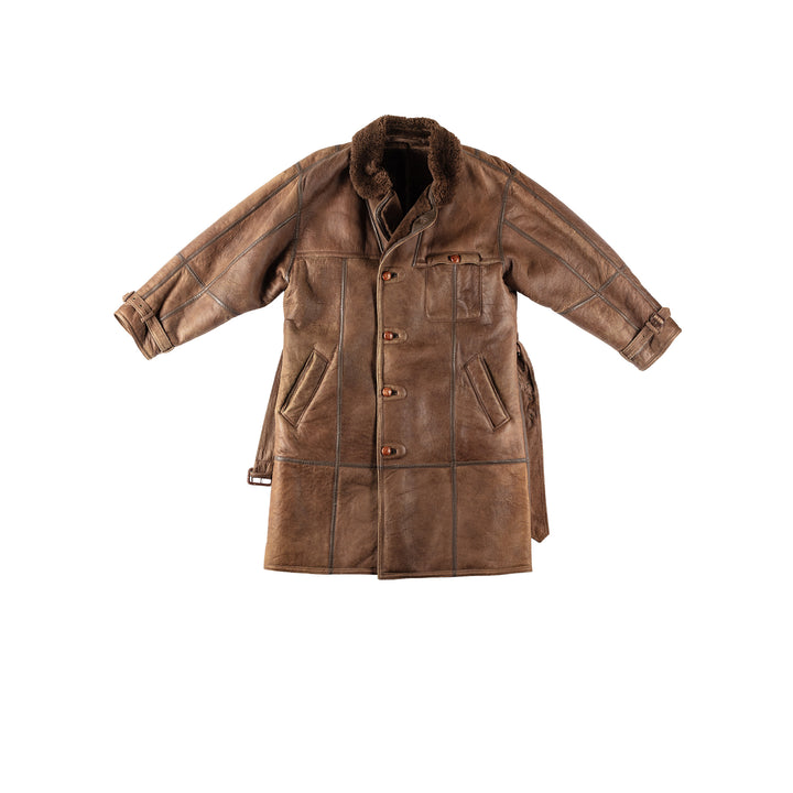 Vintage 80's Men Sheepskin Coat in BrownVN302