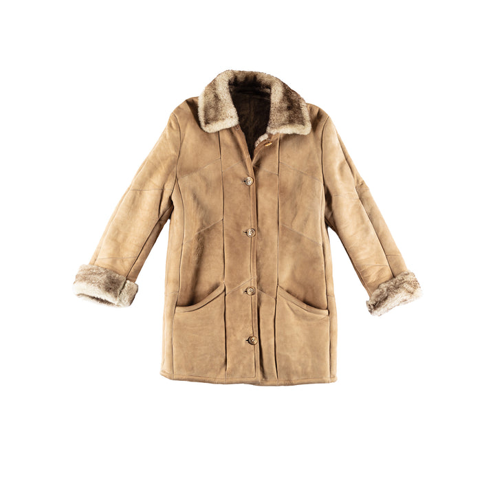 Vintage 70's Women Sheepskin Coat in BeigeMN431
