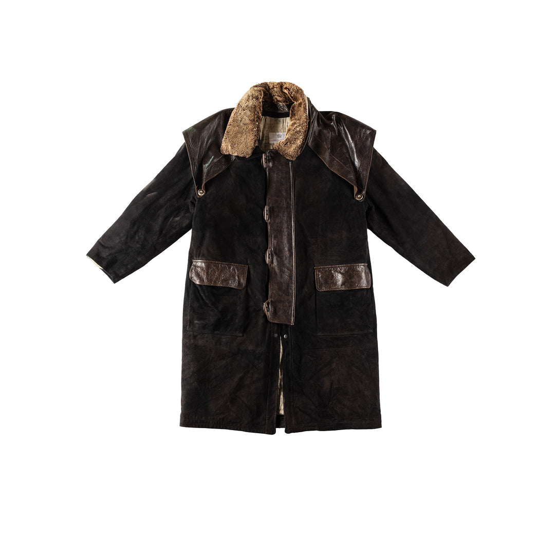 Vintage 90's Men Suede Coat in BrownVN373