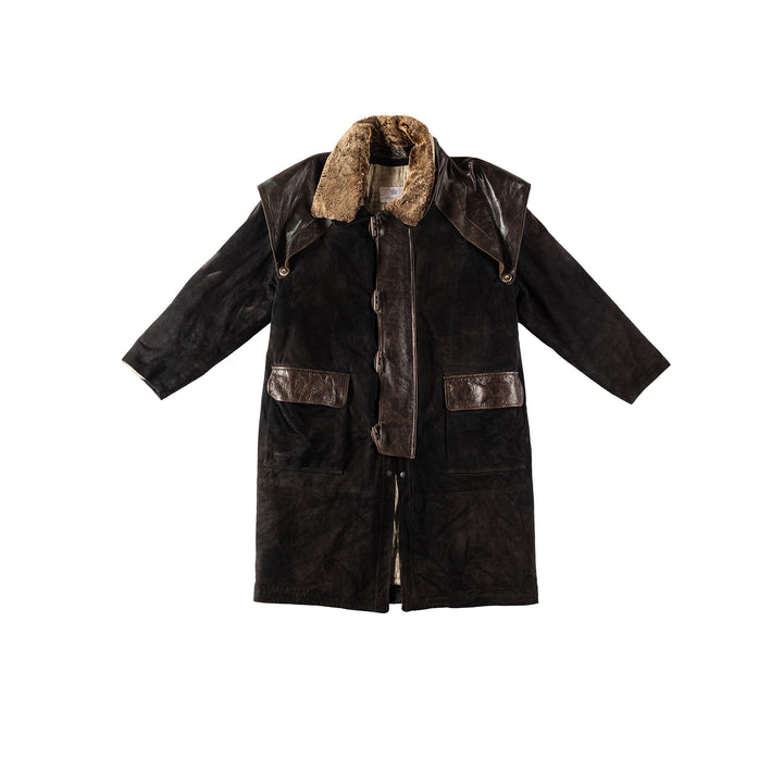 Vintage 90's Men Suede Coat in BrownVN373