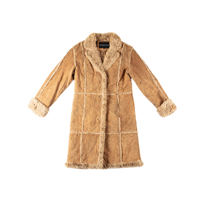 Vintage 80's Women Faux Sheepskin Coat in BrownMN363