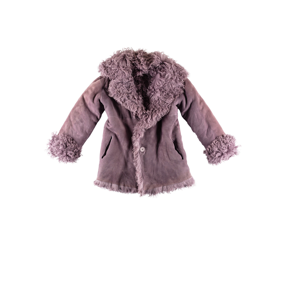 Vintage 70's Women Sheepskin Coat in PurpleMN486