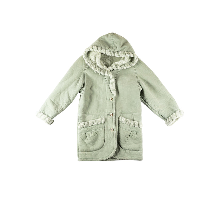 Vintage 80's Women Faux Sheepskin Coat in GreenMN289