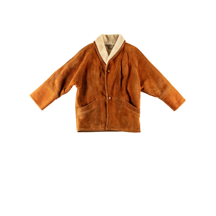 Vintage 80's Men Sheepskin Coat in BrownVN706
