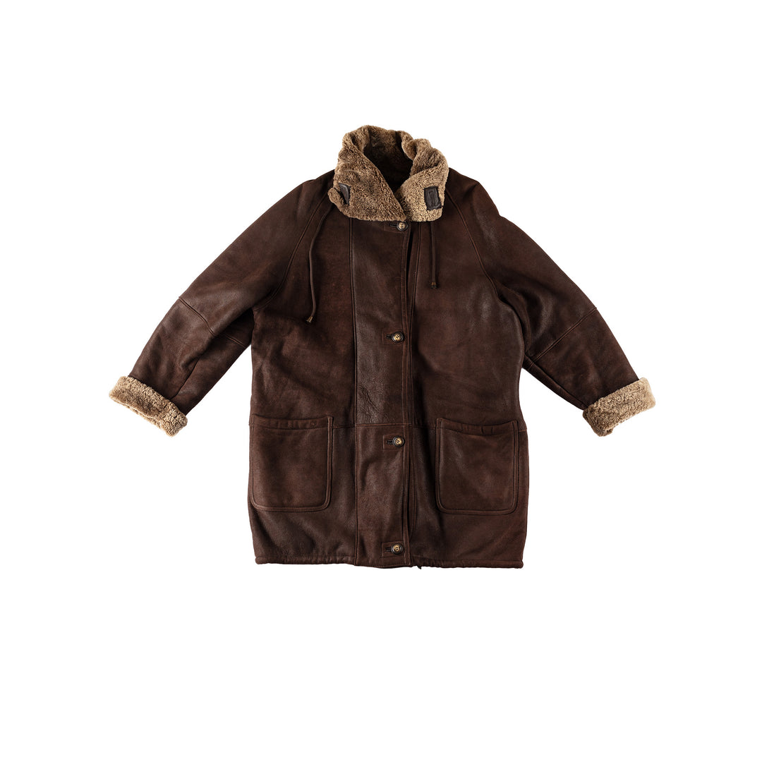 Vintage 80's Women Sheepskin Coat in BrownMN535