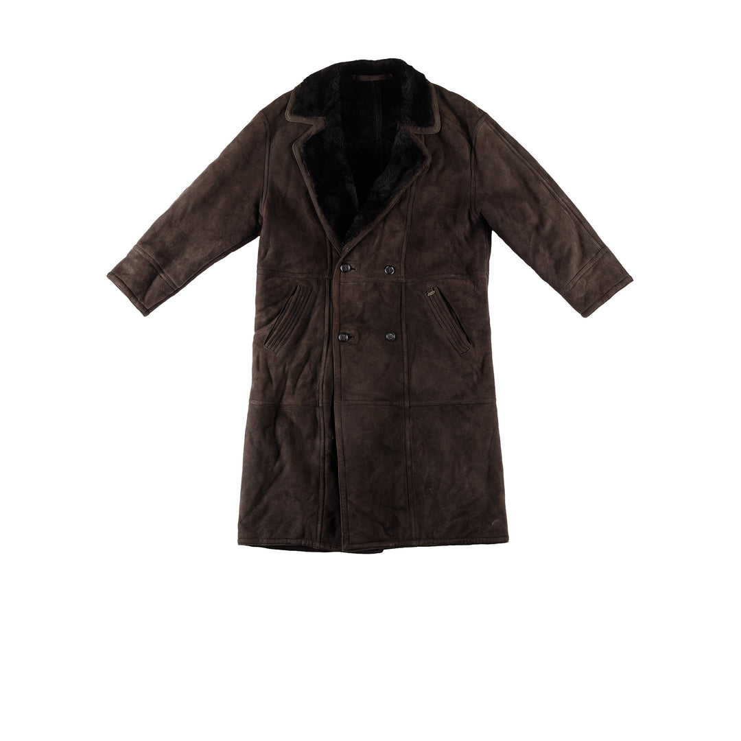 Vintage 80's Men Sheepskin Coat in BrownVN433