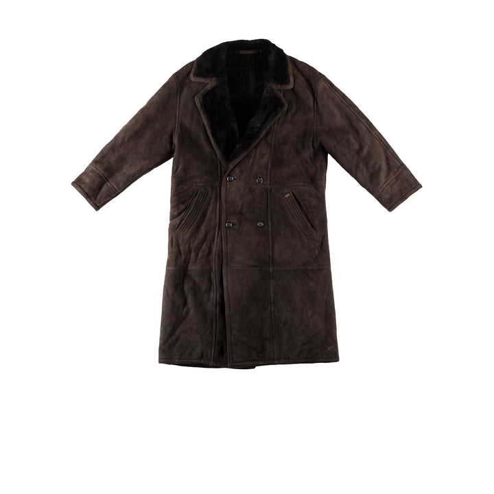 Vintage 80's Men Sheepskin Coat in BrownVN433