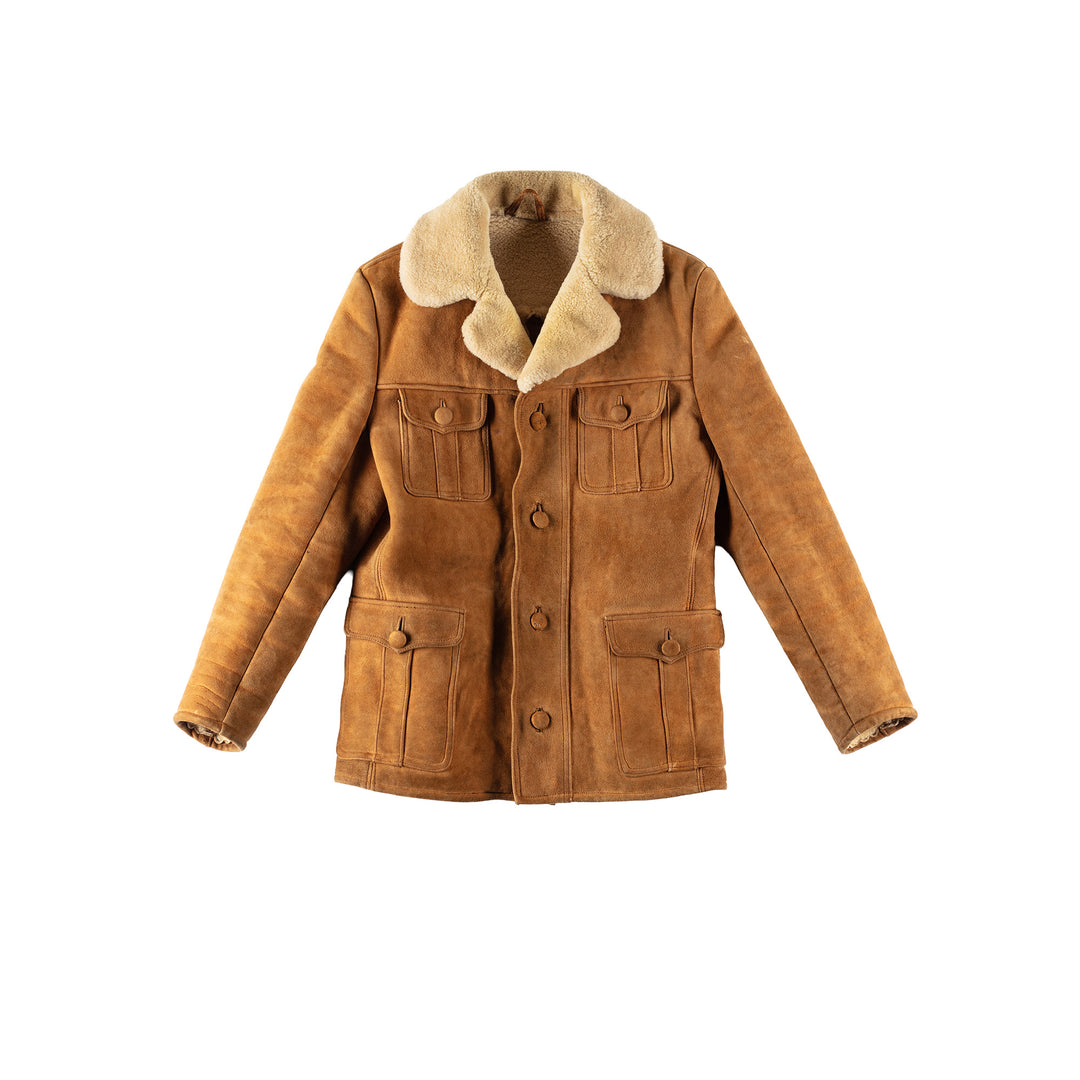 Vintage 70's Men Sheepskin Coat in BrownVN406