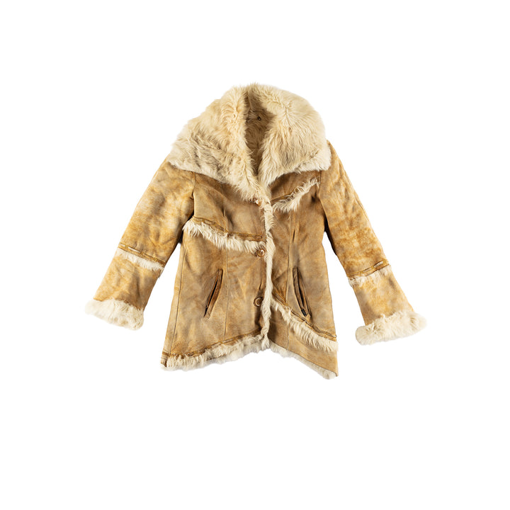 Vintage 70's Women Sheepskin Coat in BeigeMN479