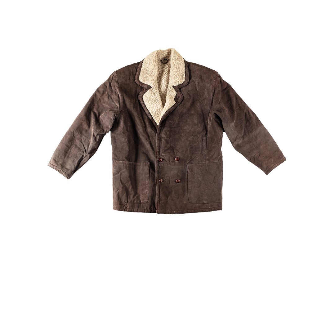 Vintage 90's Men Faux Sheepskin Coat in BrownVN361