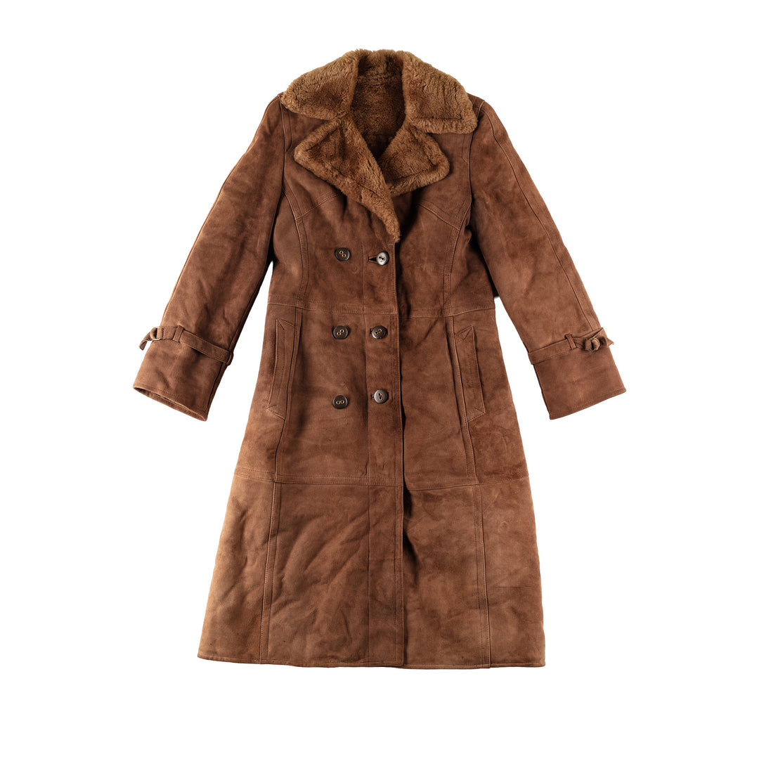 Vintage 70's Women Sheepskin Coat in BrownMN647