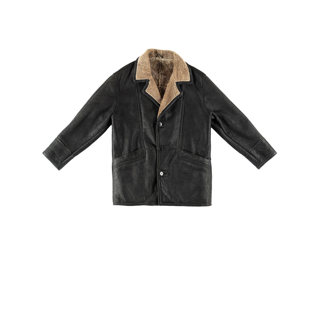 Vintage 80's Men Sheepskin Coat in BlackVN719