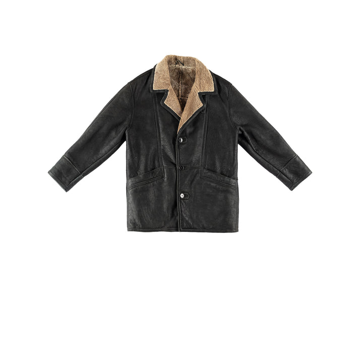 Vintage 80's Men Sheepskin Coat in BlackVN719