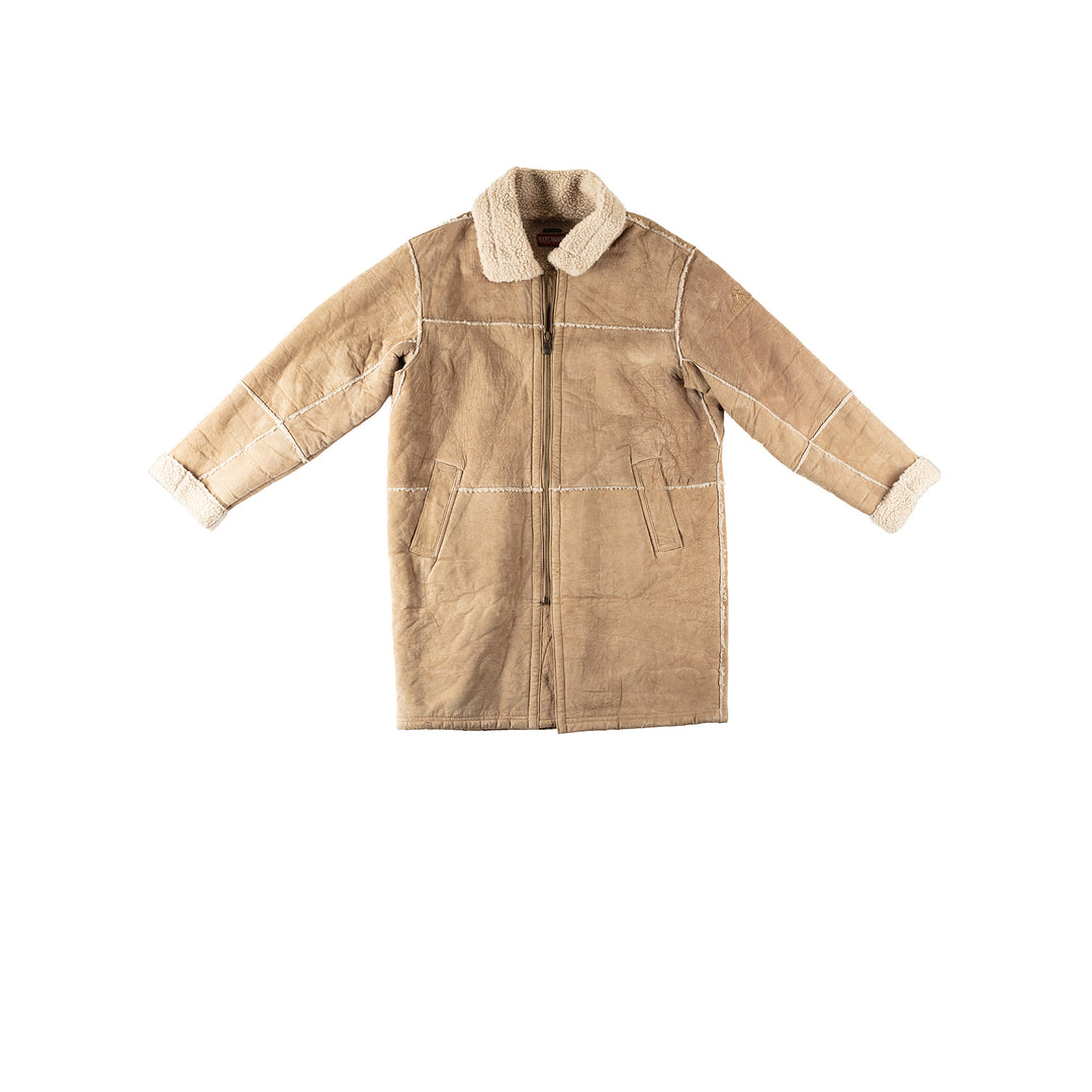 Vintage 90's Men Faux Sheepskin Coat in BeigeVN376