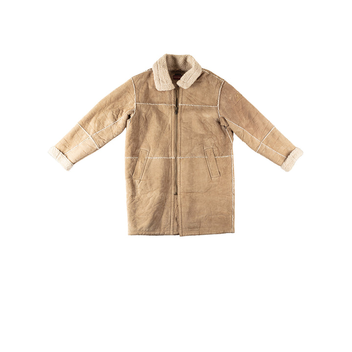 Vintage 90's Men Faux Sheepskin Coat in BeigeVN376