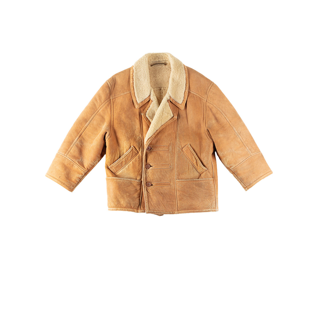 Vintage 80's Men Sheepskin Coat in BeigeVN279
