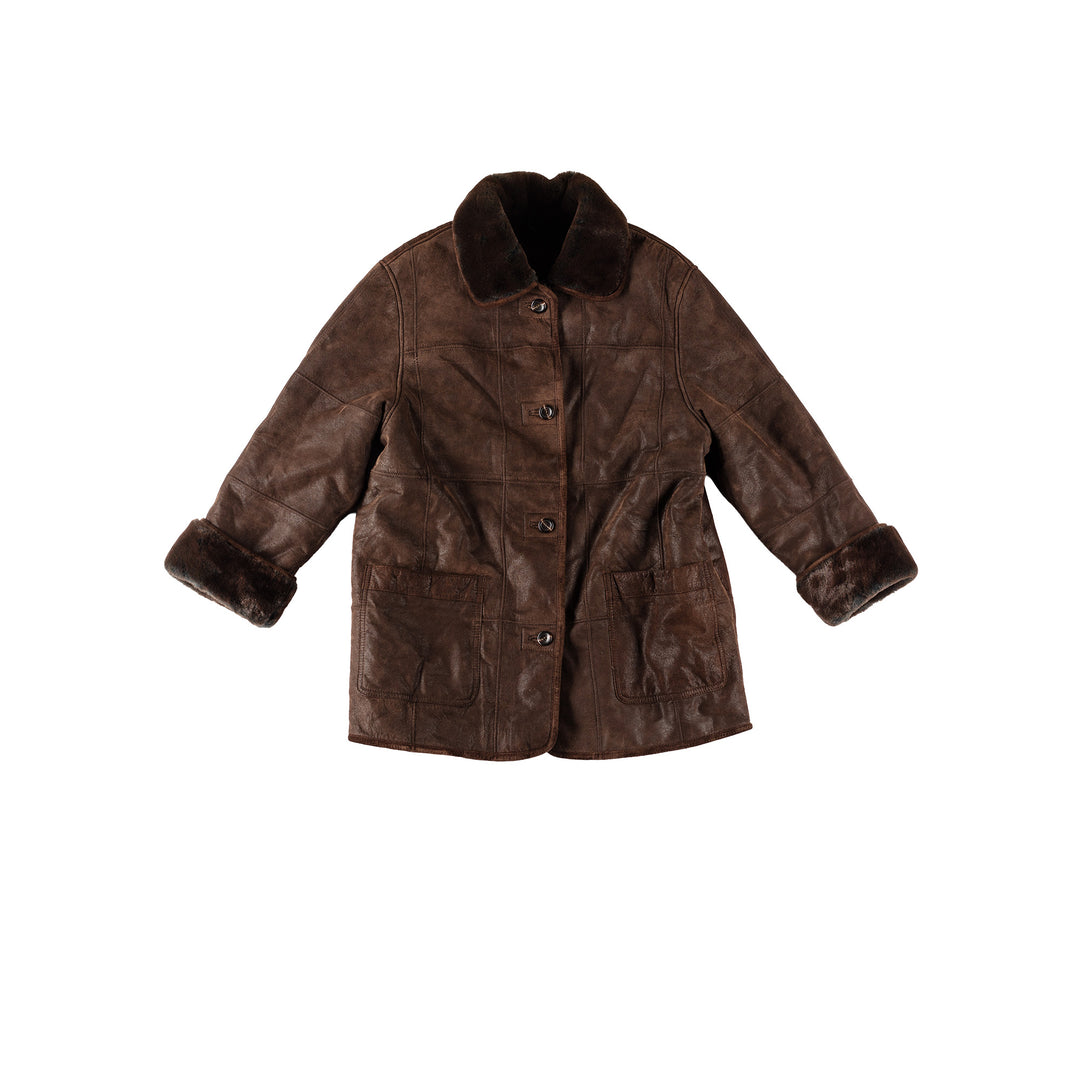 Vintage 90's Women Sheepskin Coat in BrownMN580