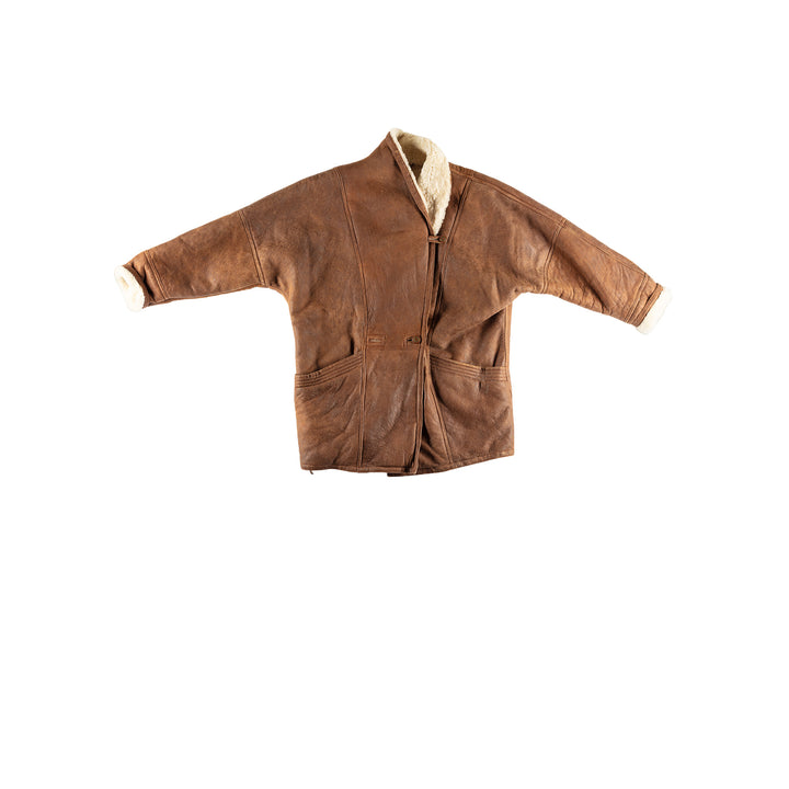 Vintage 80's Women Sheepskin Coat in BrownMN665