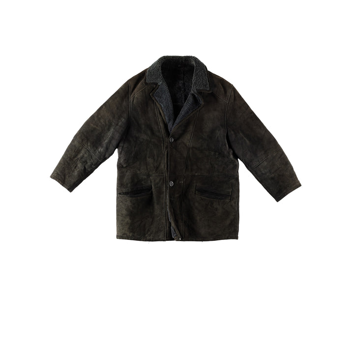 Vintage 80's Men Sheepskin Coat in BlackVN431