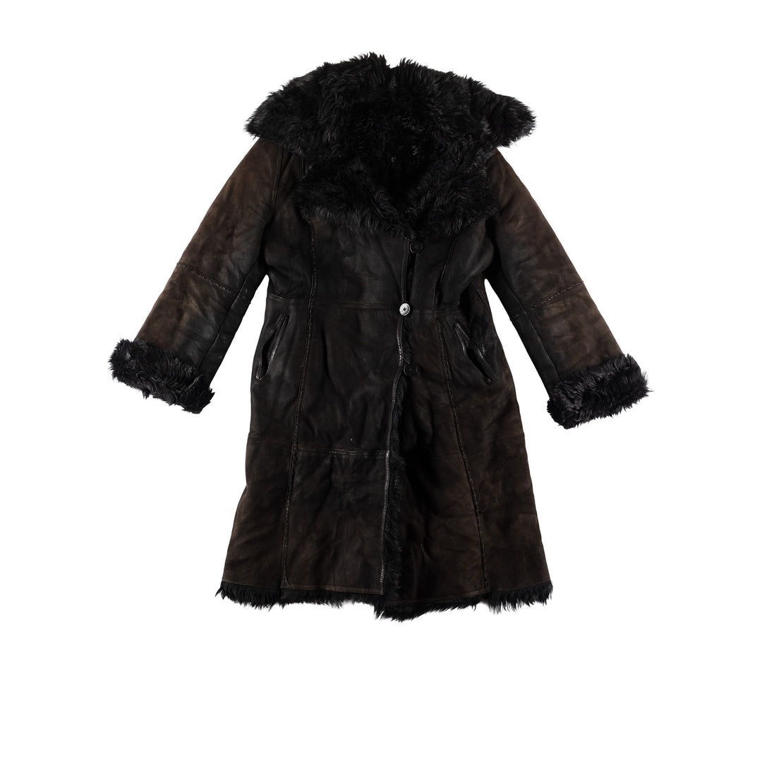 Vintage 70's Women Sheepskin Coat in BlackMN508