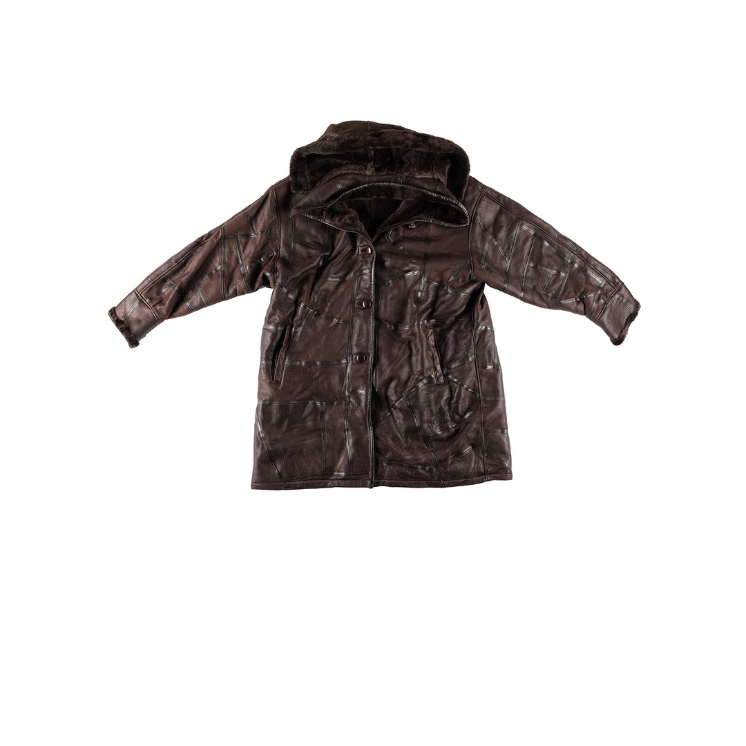Vintage 80's Women Sheepskin Coat in BrownMN444