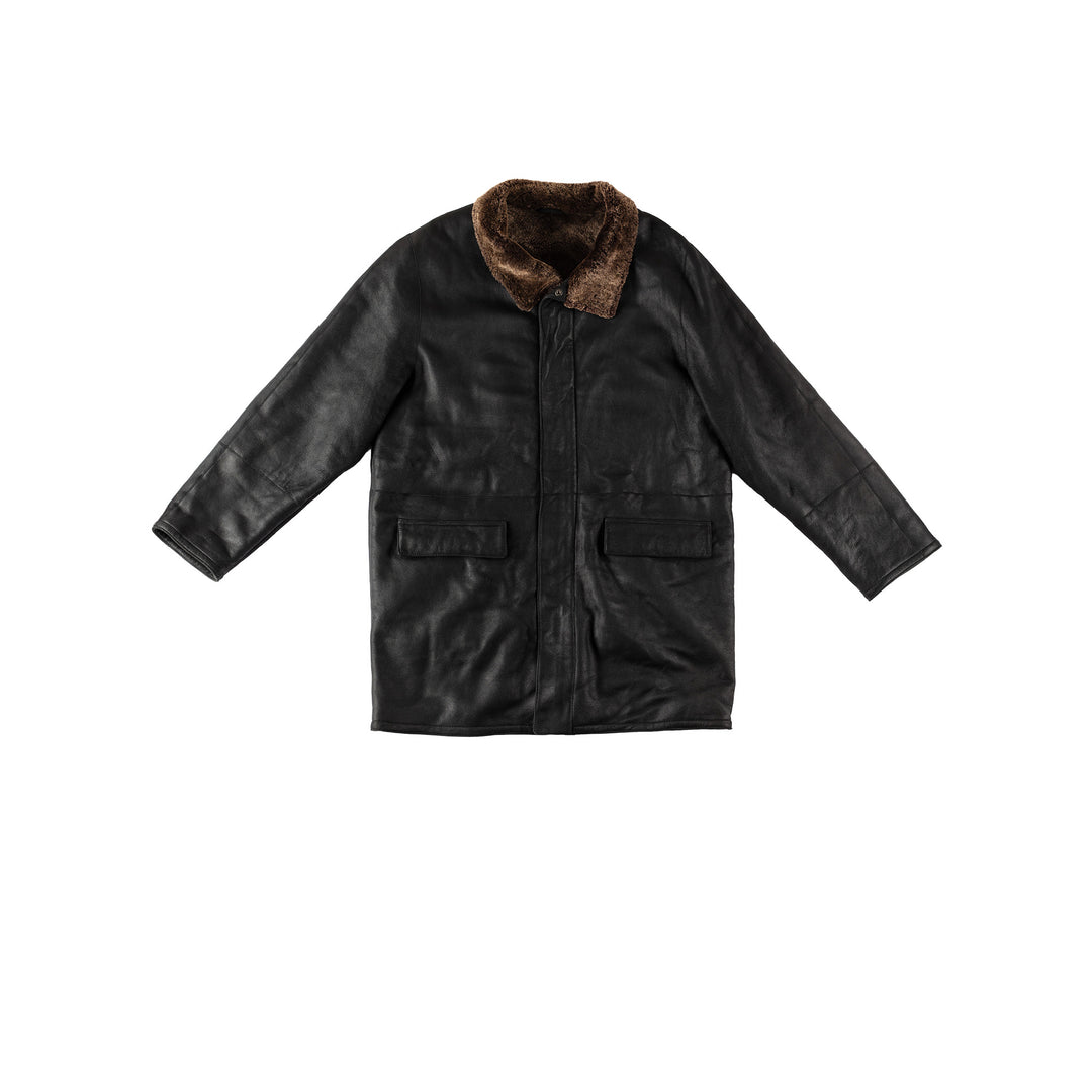Vintage 80's Men Sheepskin Coat in BlackVN529