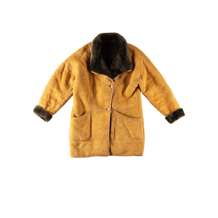 Vintage 70's Women Sheepskin Coat in YellowMN705