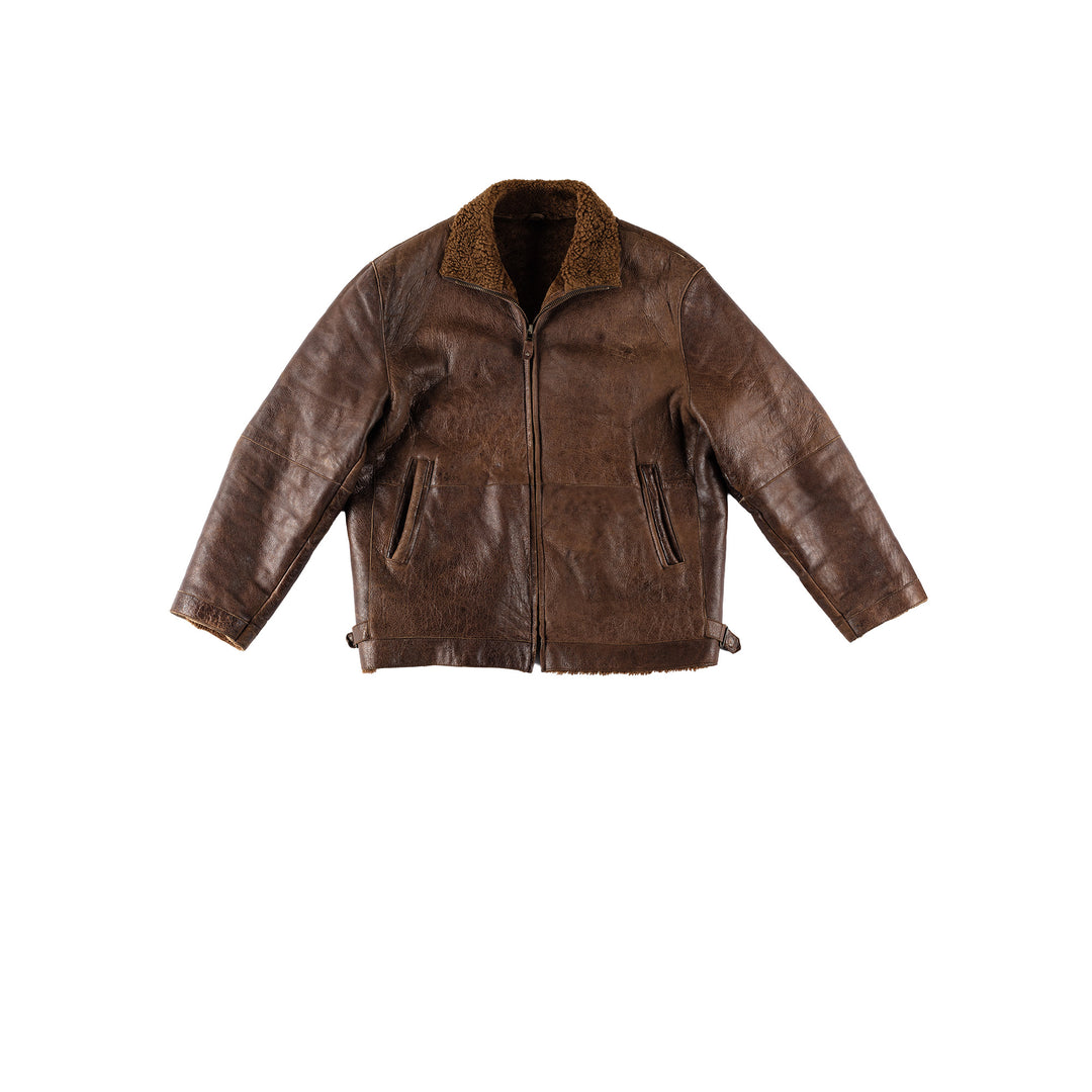 Vintage 80's Men Sheepskin Jacket in BrownVN638