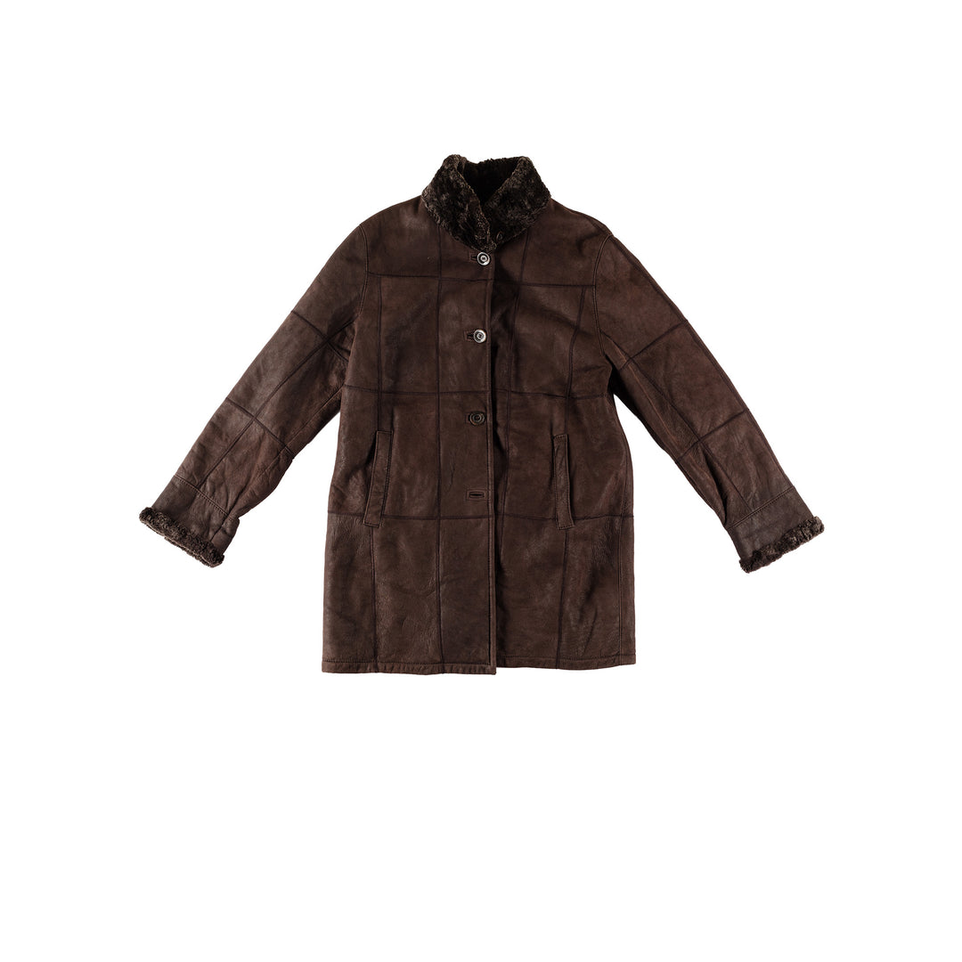 Vintage 80's Women Sheepskin Coat in BrownMN601