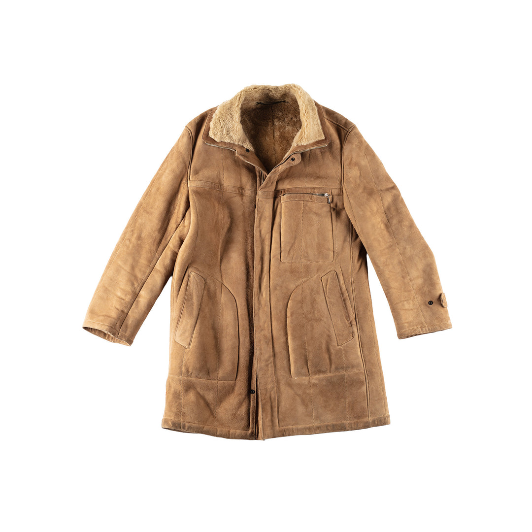 Vintage 80's Men Sheepskin Coat in BrownVN392
