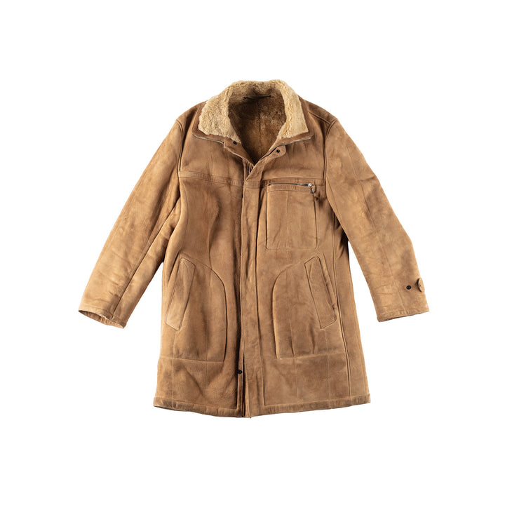 Vintage 80's Men Sheepskin Coat in BrownVN392