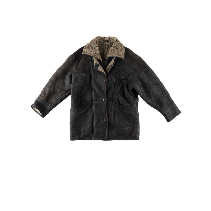 Vintage 80's Women Sheepskin Coat in BlackMN470