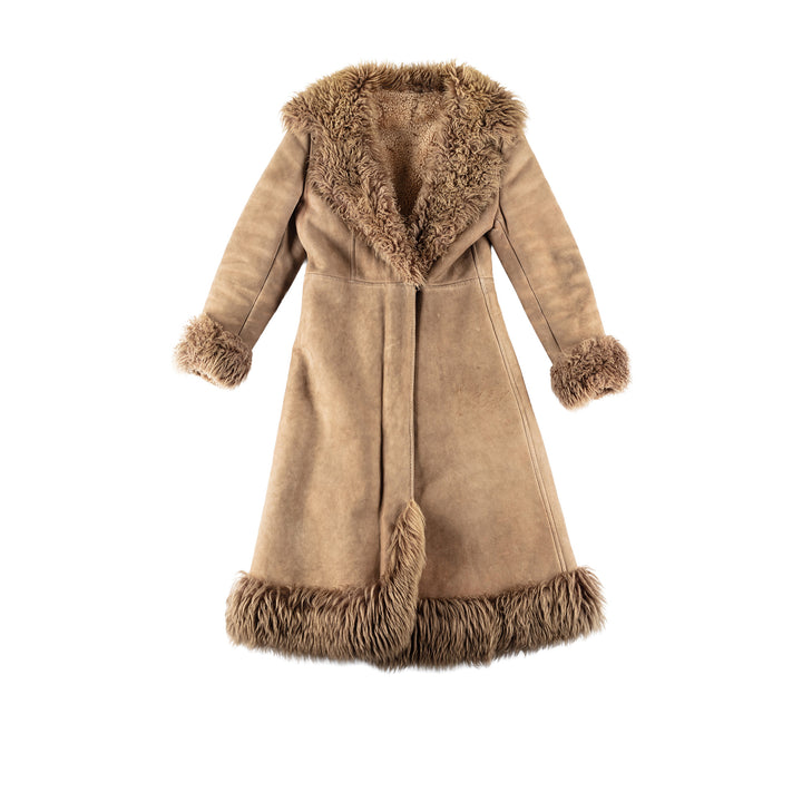 Vintage 70's Women Sheepskin Coat in BeigeMN635