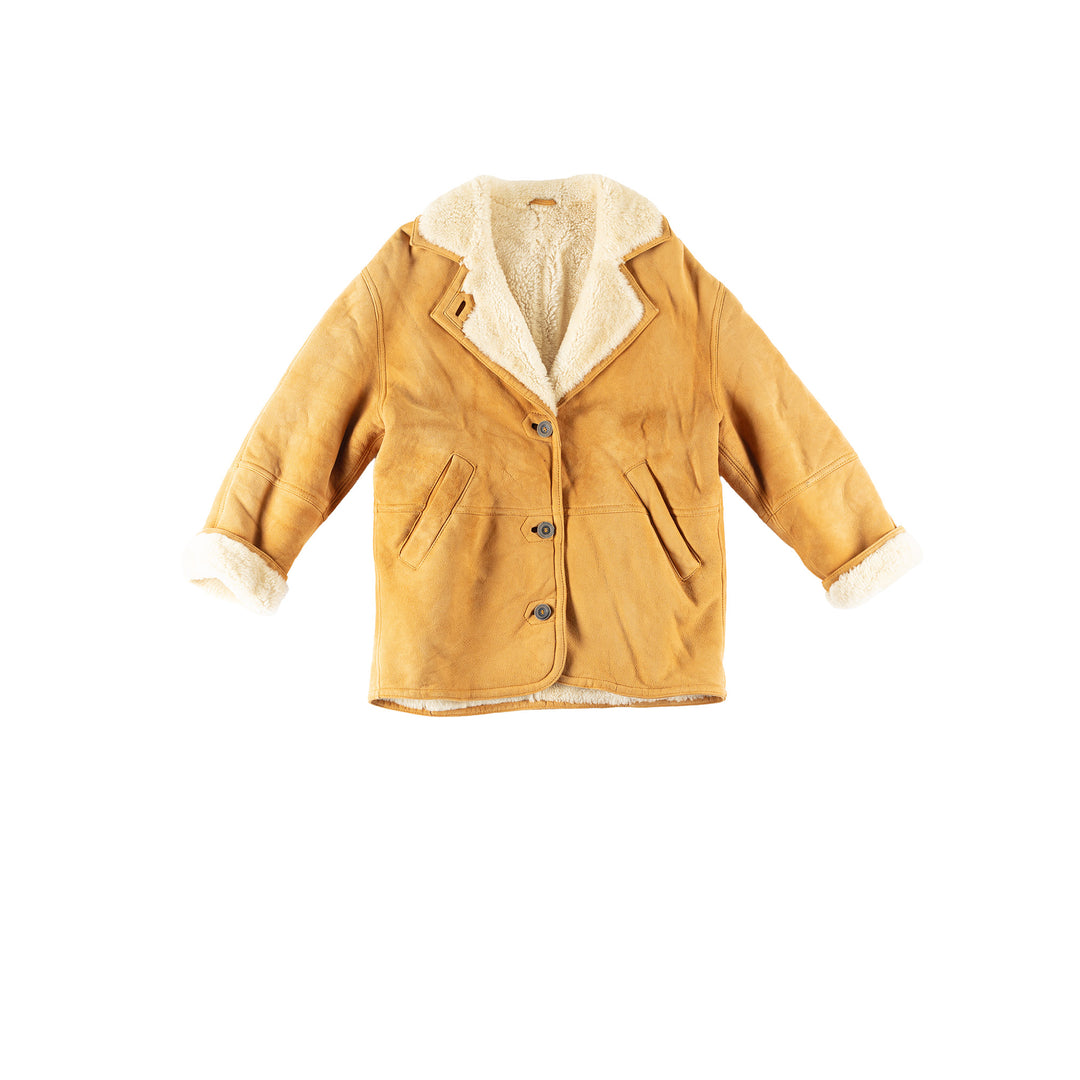 Vintage 70's Women Sheepskin Coat in YellowMN762