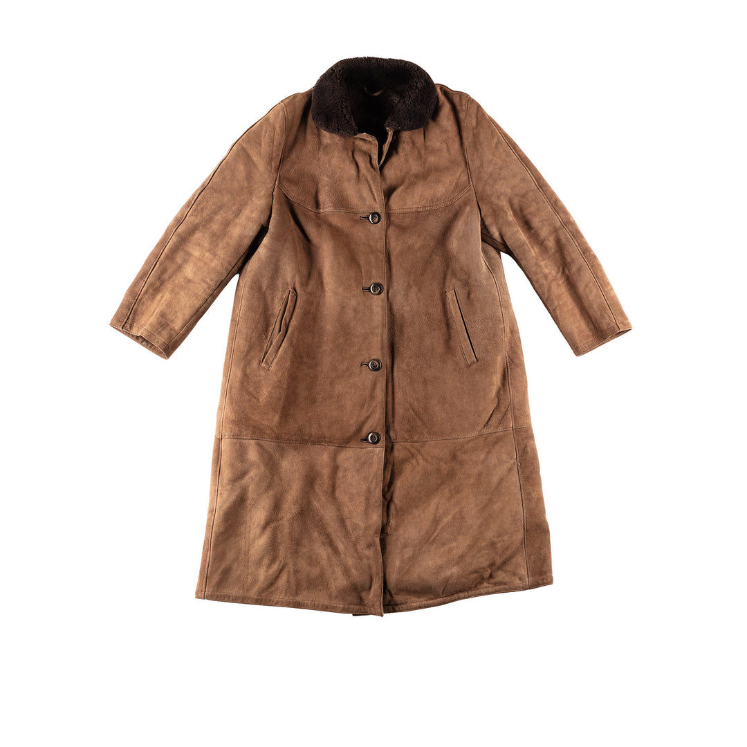 Vintage 80's Women Sheepskin Coat in BrownMN337