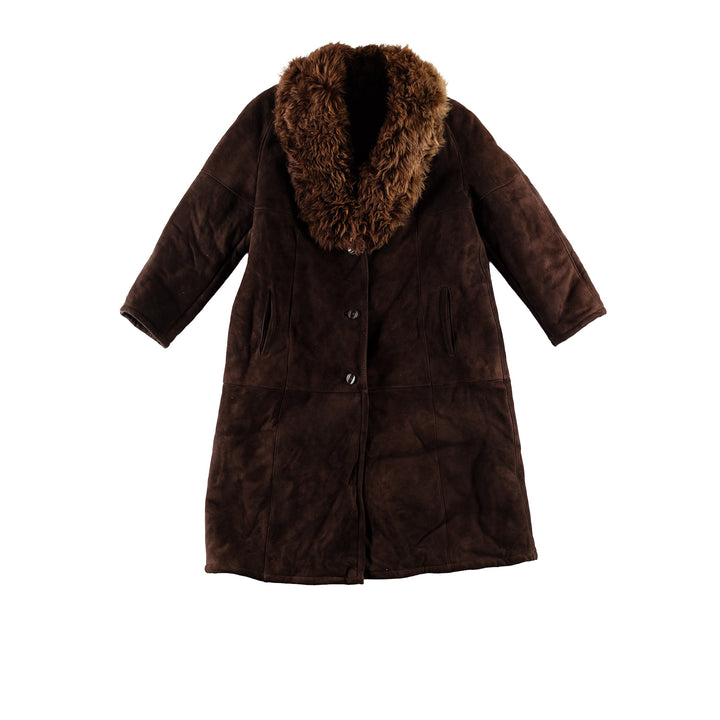 Vintage 80's Women Sheepskin Coat in BrownMN683