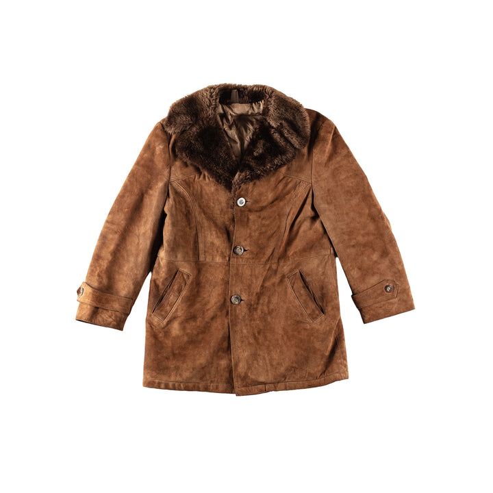Vintage 80's Men Suede Coat in BrownVN324