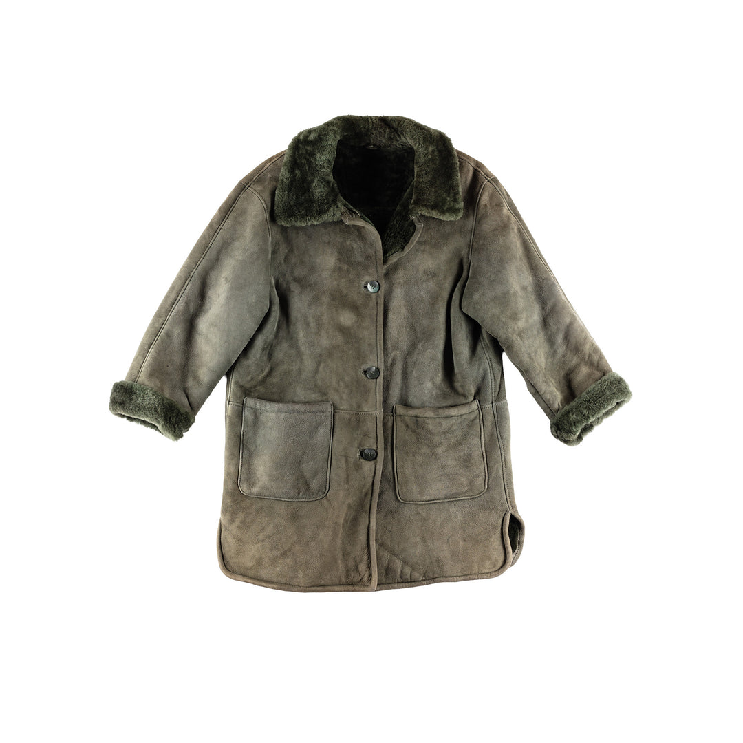 Vintage 70's Women Sheepskin Coat in GreenMN417