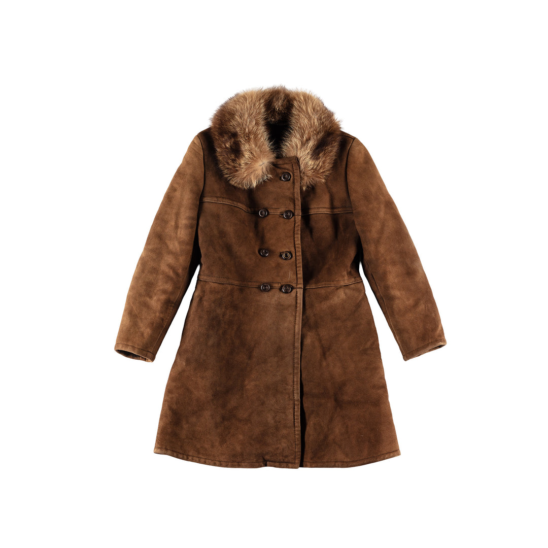 Vintage 70's Women Sheepskin Coat in BrownMN743