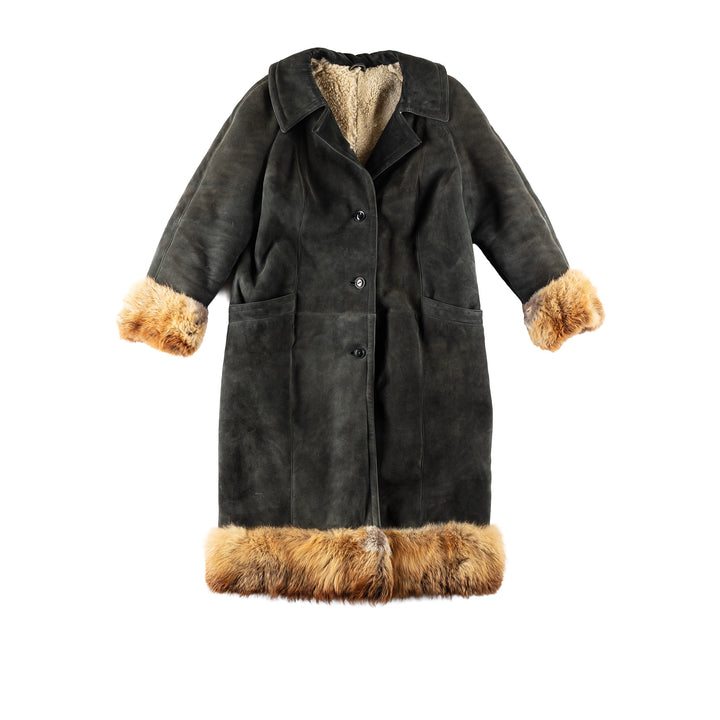 Vintage 70's Women Sheepskin Coat in GreenMN806