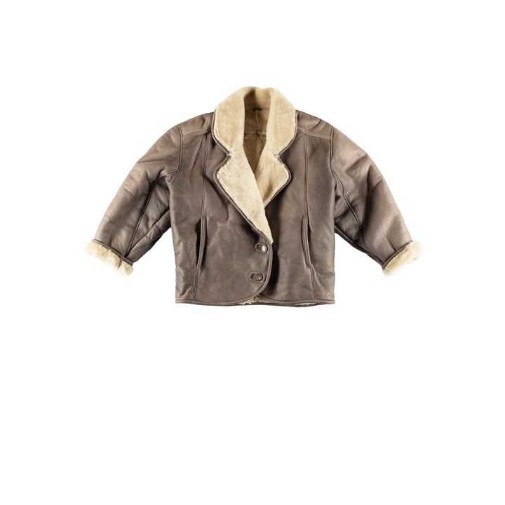 Vintage 80's Women Sheepskin Jacket in GrayMN487