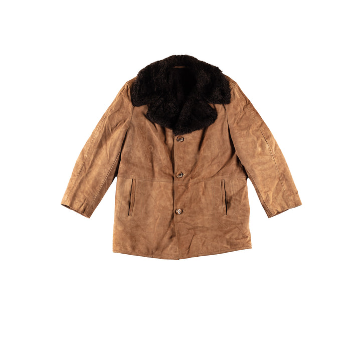 Vintage 70's Men Faux Sheepskin Coat in BrownVN731