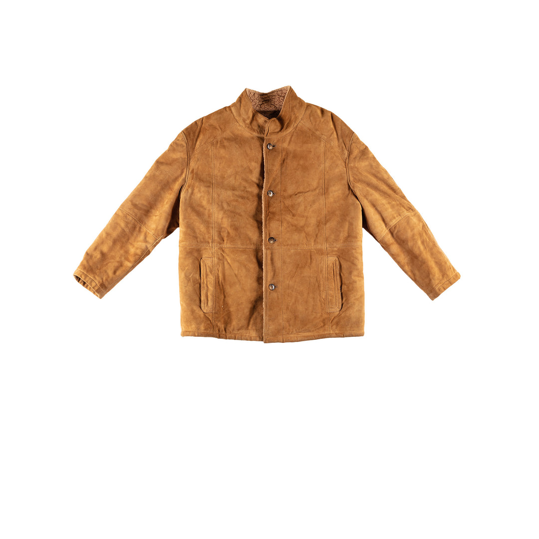 Vintage 80's Men Faux Sheepskin Coat in BrownVN746