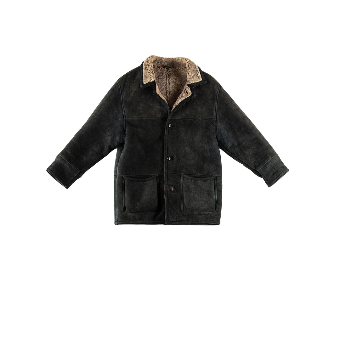 Vintage 80's Men Sheepskin Coat in GreenVN593