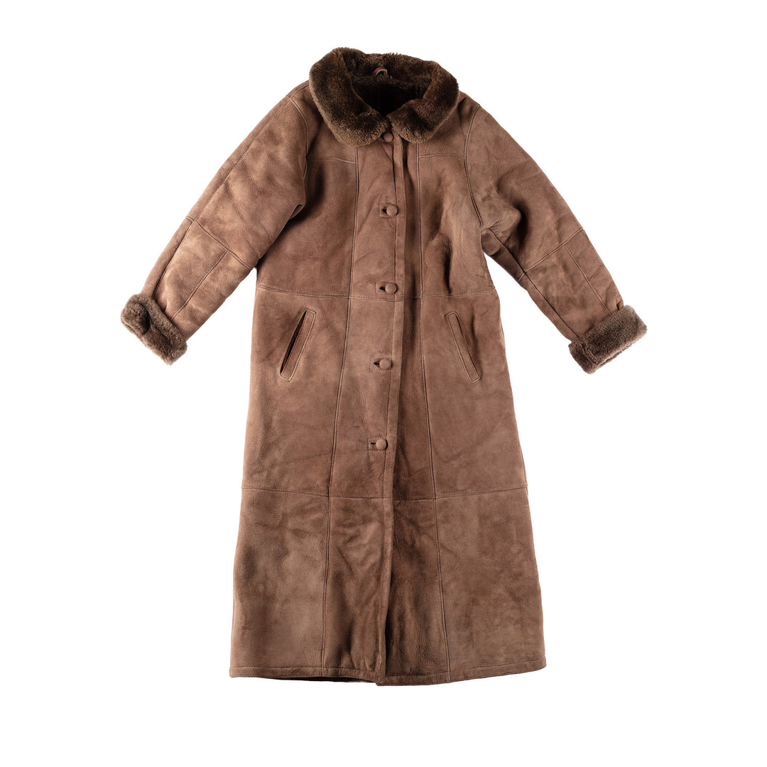 Vintage 80's Women Sheepskin Coat in BrownMN556
