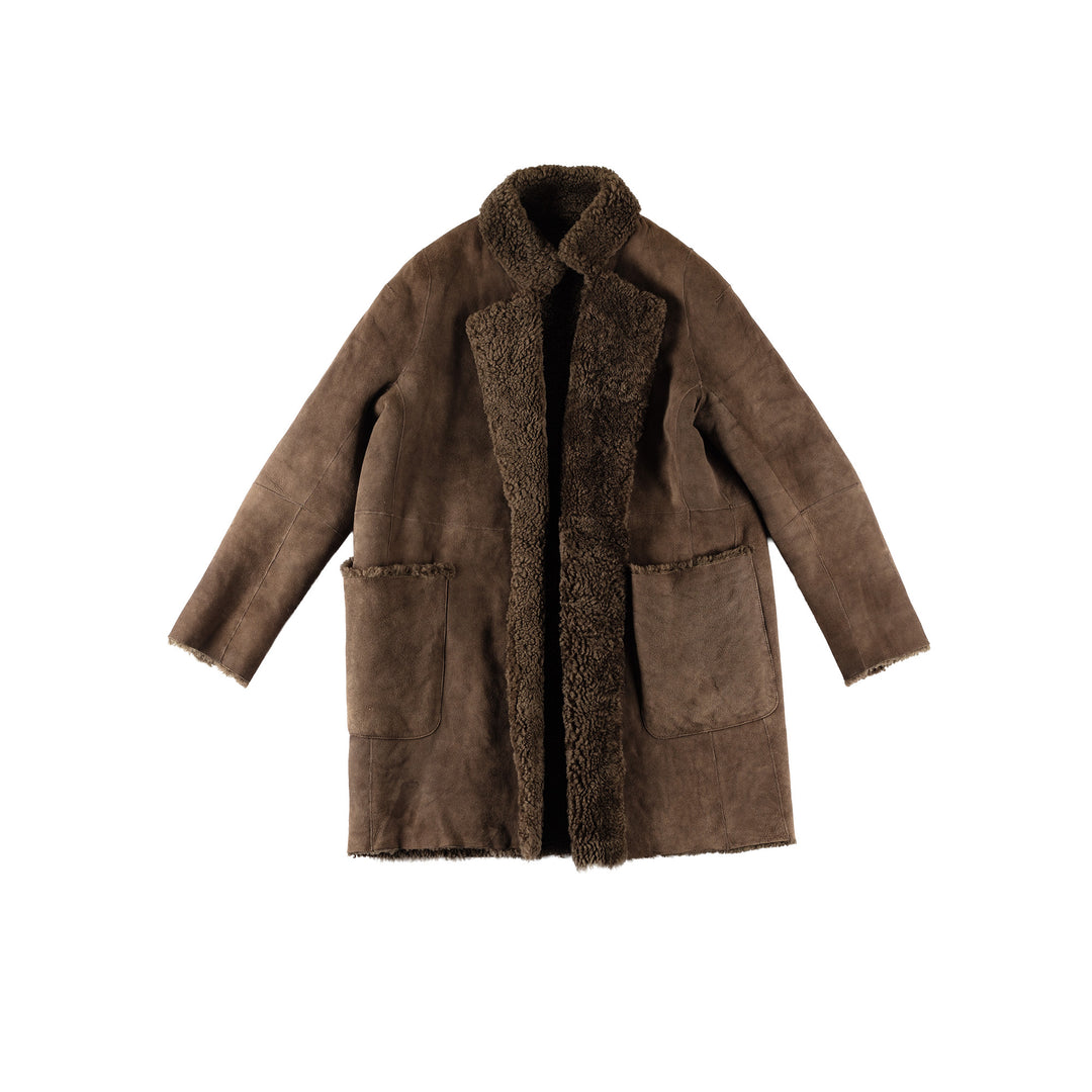 Vintage 80's Women Sheepskin Coat in BrownMN707
